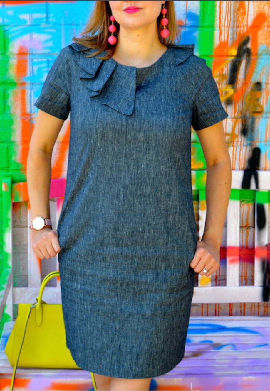 Banana Republic Short Sleeve Chambray Shift Dress 585860 // 6